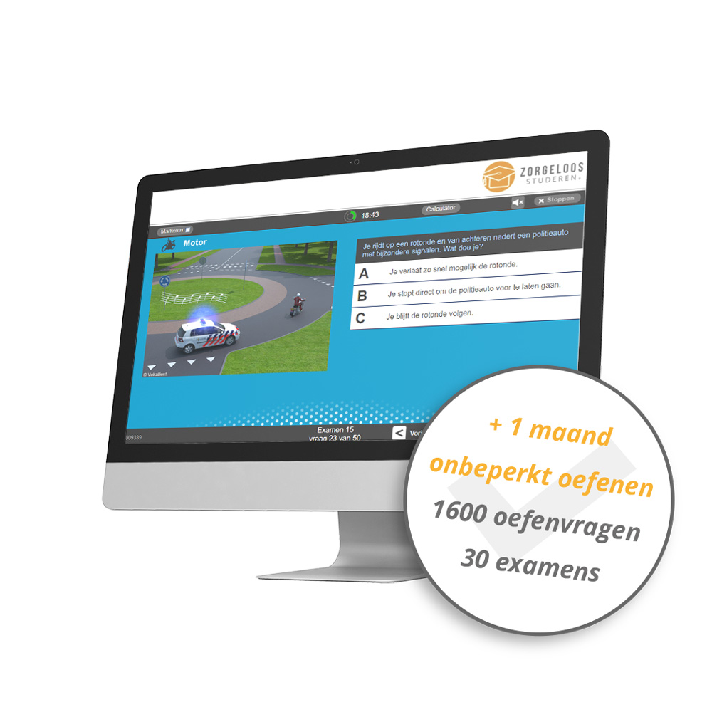 1 Maand Onbeperkt Oefenen - 1600 Oefenvragen en 30 Examens - Motor Rijbewijs A Oefenen