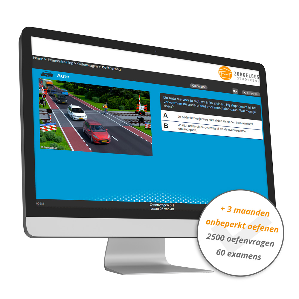 2500 Auto Theorie Oefenvragen en 60 Examens - 3 Maanden Onbeperkt Oefenen